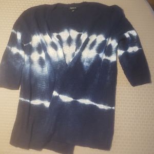 Blue open wrap cardigan